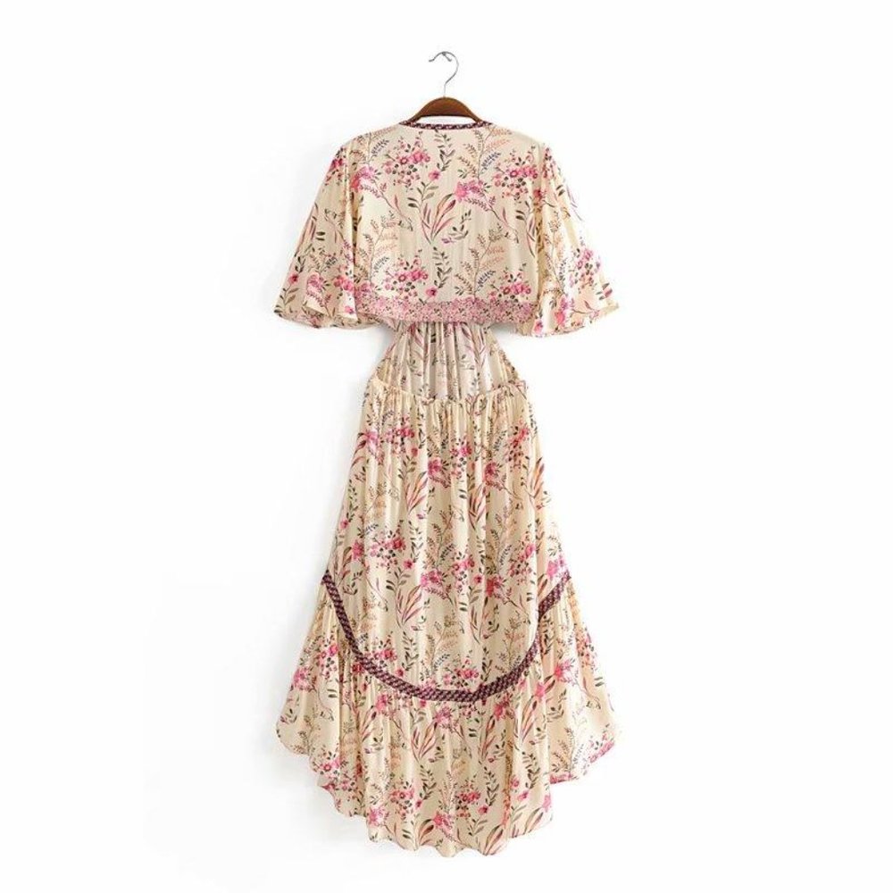 New Boho Summer Floral Hi Low Open Back Dress - Picture 11 of 13